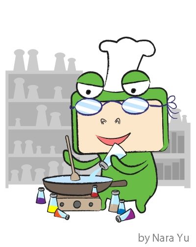 A cartoon depiction of selmelier, a salt expert. 